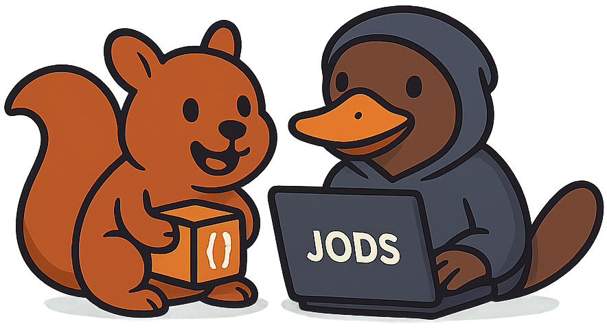 jods Logo with Squirrel and Duck